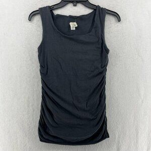 Mom's The Word Maternity Tank Top Womens Sz M Gray Ruched Square Neck Sleeveless